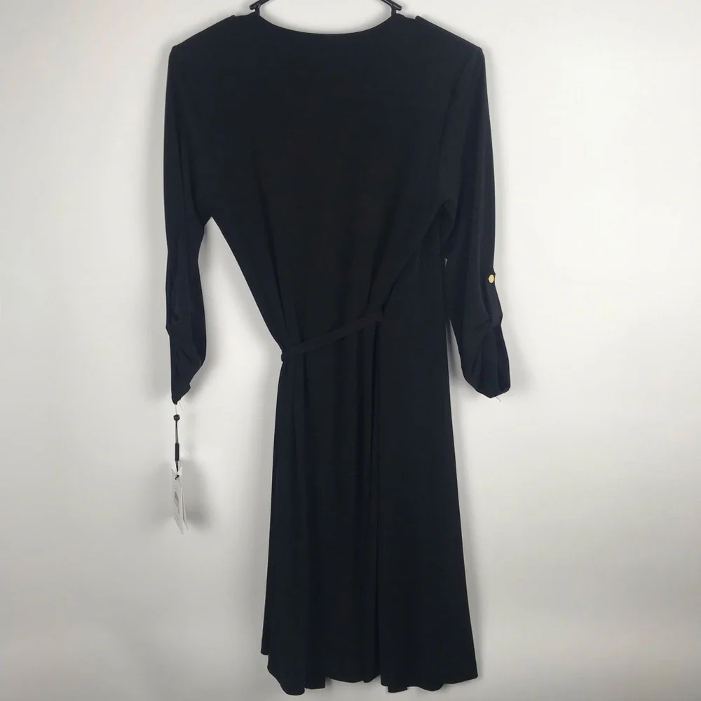 Calvin Klein Black Mini Wrap Dress with Grommet Detail